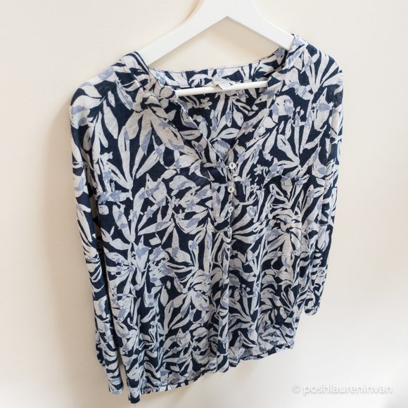 Monsoon 100% Linen Knit Top – Blue / Floral Print – US 6 - Picture 7 of 14